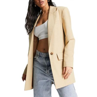 China Breathable Long Sleeve Blazer Women Office Fashion Button Blazer Casual Canvas Jacket For Women for sale