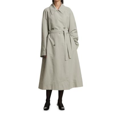 China Lady 100% Korean High Quality Polyamide Waterproof Elegant Fashion Belted Long Maxi Windproof Trench Coat For Women for sale