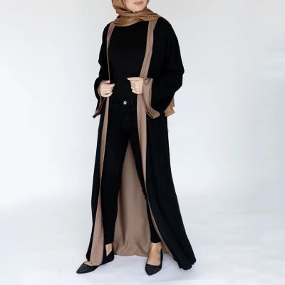 China 2023 Polyester Classic Brown Floral Print Sleeves Long Dubai Party Wear Women Evening Dress Muslim Abaya Islamic Clothing for sale