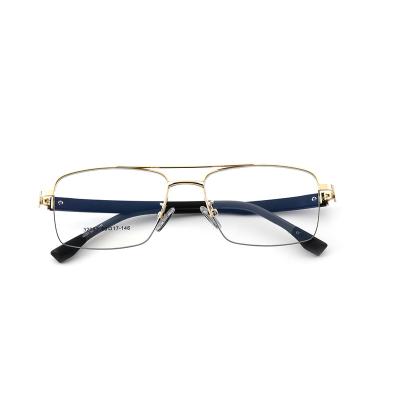 China For Business Man Light Blocking Blue Metal Spectacle Frame Glasses Vintage Half Frame Reading Glasses for sale