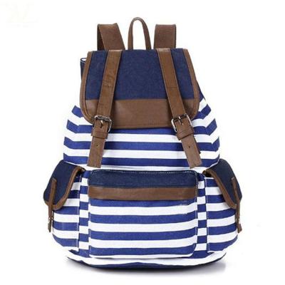 China Waterproof Striped Nautical Teenagers Outdoor Lightweight School Bag, Mochilas School for sale