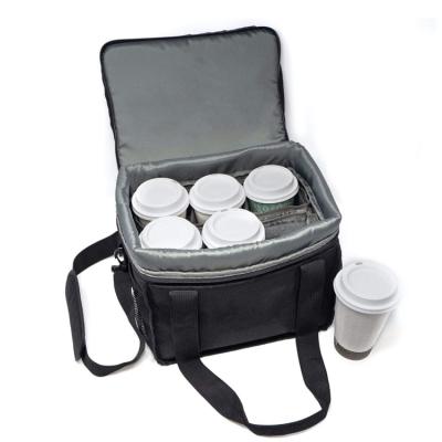 China Waterproof Insulated Portable Ice Cooler Tote Bag Beverage Carrier Food Delivery Bag Hot Delivery 6 Cup Carry Bag for sale