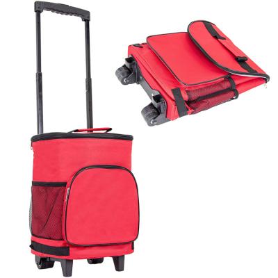 China Waterproof Custom Folding Cooler Bag With Wheels , Wholesale Outdoor Insulated Trolley Cooler Bag for sale