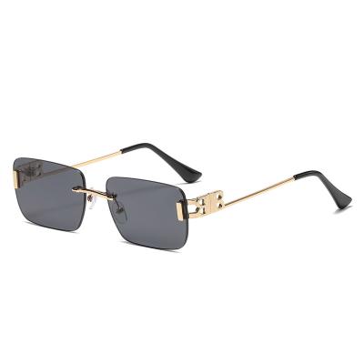 China 2022 Fashion Rectangle Metal Frame Women Rimless Rimless Sunglasses Fit Small Men's Luxury Sun Glasses 43 for sale