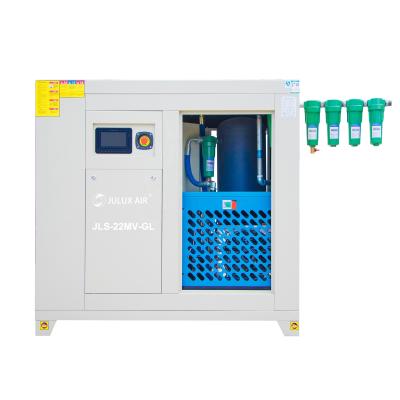 China Julux Air 22KW 30HP 125 CFM VSD Lubricated Type Rotary Screw Air Compressor With 120L Air Dryer And Tank For Italy for sale