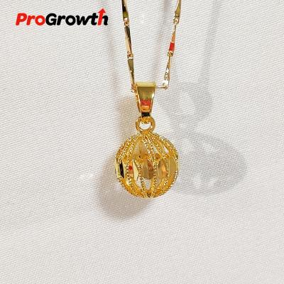 China Hollow Type Lantern Plain Trendy Golden Ball Pendant Necklace Matching PB100004TG for sale