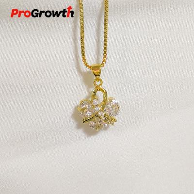 China Fashionable Zircon Flower Gold Plating Necklace Pendant Collocation PB100002WG for sale