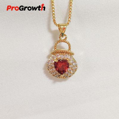 China FASHIONABLE Zircon Pendant Champagne Plated Inlaid Red Brass Necklace Collocation PB100013WC for sale