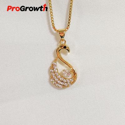 China FASHIONABLE Zircon Pendant Champagne Plated Swan Shape Necklace Collocation PB100014WC for sale