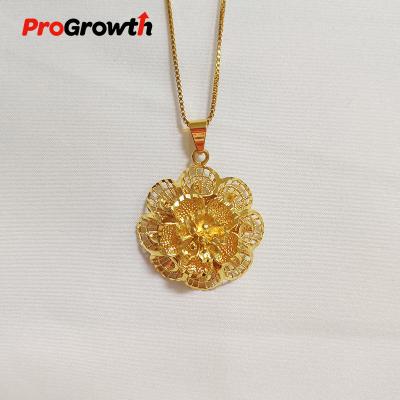 China 2022 FASHIONABLE hot sale classic hollowed brass jewelry titanium gold simple pendant flower necklace collocation PB100011TG for sale