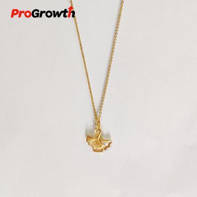 China Gold Plated Brass Jewelry Trendy Pendant Necklace Ginkgo Leaf O-Shape Titanium Chain Pendant Trendy Ornaments NB00018TG for sale