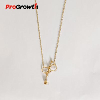 China New Arrival CLASSIC Titanium Gold Plated Brass Jewelry Pendant Necklace Bowknot Knot O-Shape Chain Pendant Ornaments NB00019TG for sale