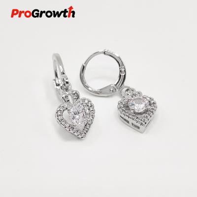 China TRENDY Hollow Out Charm Heart Shaped Earrings With Zircon White Gold Plated Jewelry EB20048WP for sale