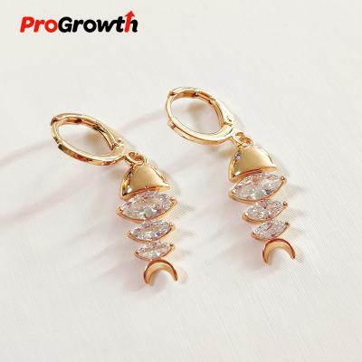 China TRENDY Fishbone Shape Charm Earrings With Zircon Champagne Plated Jewelry Ornaments EB20050WC for sale