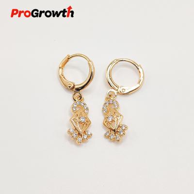 China FASHIONABLE Geometry Rhombic Zircon Inlaid Dangle Charm Earrings Champagne Plated Jewelry Ornaments EB20053WC for sale