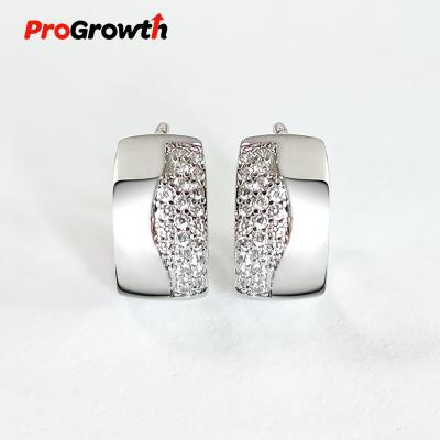 China CLASSIC Zircon Huggie Earrings Platinum Plated Jewelry EB20041WP for sale