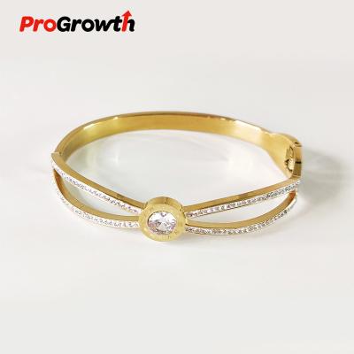 China TRENDY Zircon Bangle Gold X Bangle Spring Closure Fashion Personalized Inlay Jewelry Ornaments Wholesale for sale