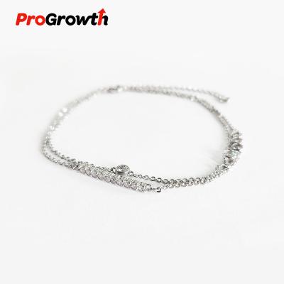 China FASHIONABLE Geometric Double Foot Chain Anklet Brass Zircon Platinum Plated Shiny Jewelry Ornament AB500003WP Wholesale for sale