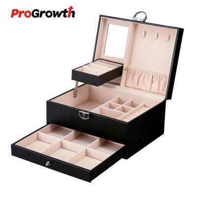 China Multi-layer large-capacity jewelry bag of new Korean monochrome temperament leather jewelry storage box jewelry box for sale