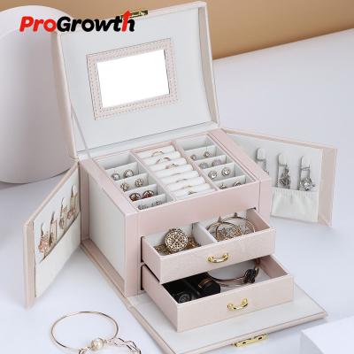 China Simple Disc Drawer Silk Leather Jewelry Storage Box Handle Female Creative Disc Pattern Jewelry Box Earrings Necklace Ring Box Silk Wholesale for sale