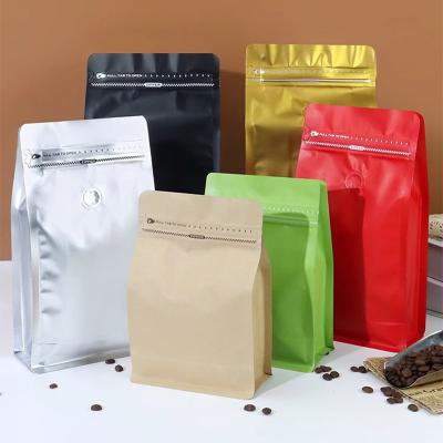 China 12 Ounce Matte Printed Coffee Bean Bag Packaging Flat Bottom Coffee Pouch With Valve for sale