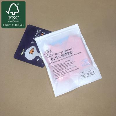 China 100% Fully Biodegradable White Translucent Paper Bags For Sock Clothes Packaging for sale