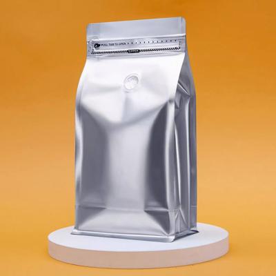 China Silver 340G 454G 1000G Compound Material Plastic Coffee Packaging Bag for sale