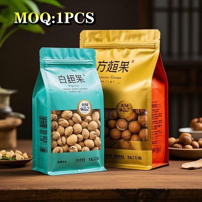 China Custom Eight Side Sealing Flat Bottom Coffee Bean Aluminum Foil Coffee Packaging Bags Valve Zipper for sale