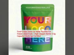 Food Grade Stand Up Mylar Pouches For Freeze-dried Fruits - High Oxygen Barrier 3.5g Capacity Fda & Sgs Certified