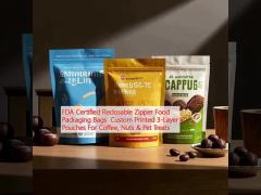 FDA Certified Reclosable Zipper Food Packaging Bags  Custom Printed 3-Layer Pouches For Coffee, Nuts & Pet Treats 