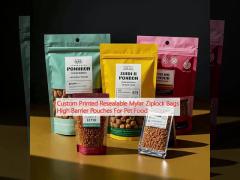 Custom Printed Resealable Mylar Ziplock Bags High Barrier Pouches For Pet Food