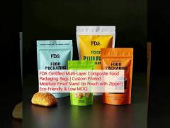 FDA Certified Multi-Layer Composite Food Packaging Bags | Custom Printed Moisture-Proof Stand Up Pouch with Zipper | Eco-Friendly & Low MOQ