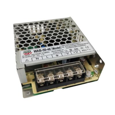 China High Reliability Air Cooling 50W 48V 1.1A Natural Silver Switching Power Supply WAB-50-48 100*82*30mm for sale