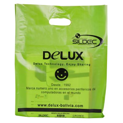 China Buying High Quality Die Cut Plastic Bag Carrier Handel LDPE Bag Packaging Clothing for sale