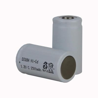 China High temperature Rechargeable NI-Cd C 1.2V 2.5ah Battery Cells for emergency lightings for sale