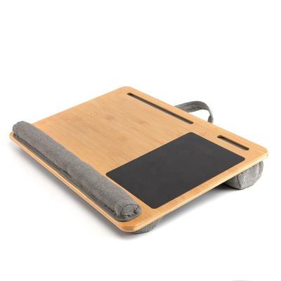 China New 17 Inch Universal Portable Bamboo Portable Lap Desk Workbench in Mouse Pad Bed Tray with Cushion for sale