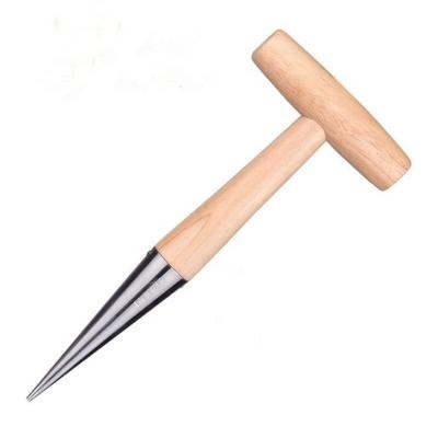 China Planting seeds and bulbs handle long loosen soil tools garden hand dibber with stainless steel head and wooden handle for sale