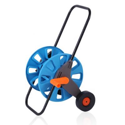 China Adjustable Hand-Push Garden Hose Rack Reel Trolley Water Pipe Carrier for Patio Garden Yard Car for sale