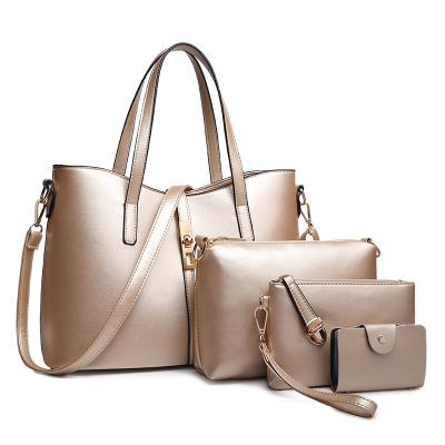 China 4pcs Bags Set Fashion Women's Handbag Leather Shoulder Bag Purse Card Holder 4pcs Set Elegant Ladies Bag for sale