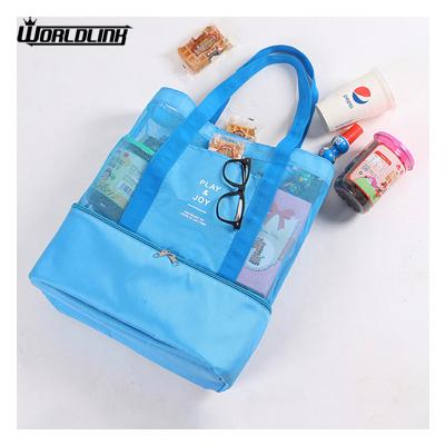 China Recycled Waterproof Insulated Mesh Beach Tote Bag Ladies Handbag for sale