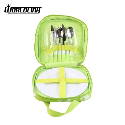 China Zipper Promotion Picnic Backpack For 2 Person With Cutlery Set And Cooler Compartment for sale