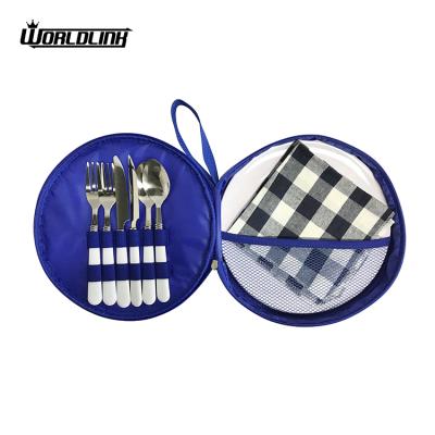 China Round Promotional Gift Bag Picnic Bag With Cutlery Set For 2 Person for sale