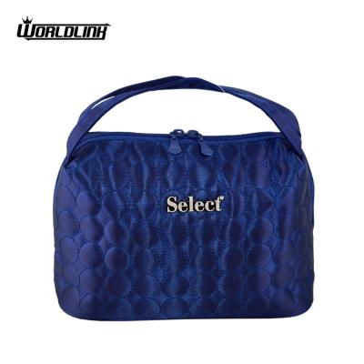 China Blue Large Capacity Cosmetic Bag Makeup Organizer Beauty Bag Travel Toiletry Bag With Handle for sale