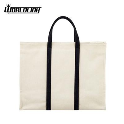 China Large Capacity Cotton Canvas Eco-Friendly Washable Grocery Bag Large Tote Bag for sale