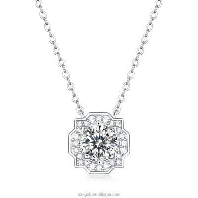 China Today's Order CLASSIC is Shipped Today Factory High Quality GRA Certified D Color Square Wrapped 925 Silver Moissanite Necklace Pendant for sale