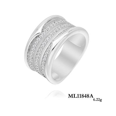 China FASHIONABLE Baby's Breath Double Row Zircon Personality Temperament Cold And Single Style Zircon Ring for sale