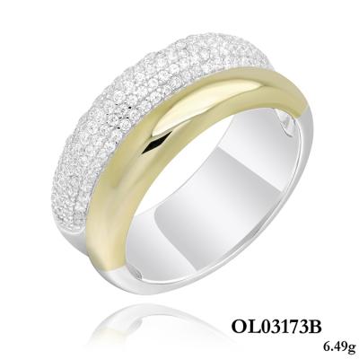 China FASHIONABLE Double Layer Two Color 925 Sterling Silver Personality Cubic Zirconia Simple Ring for sale