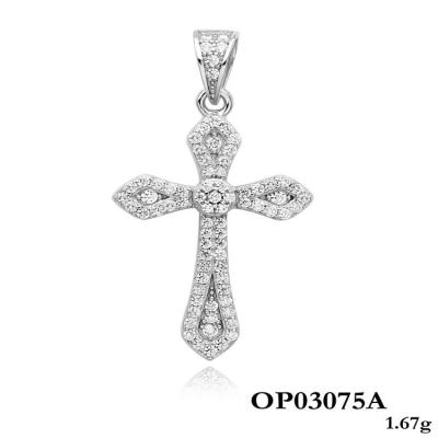 China FASHIONABLE Popular Hot Selling Korean Cross 925 Sterling Silver Ladies Zircon Pendant for sale