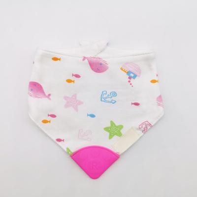 China Adjustable Infant Bandana Bibs Toddler Soft Cotton Bandana Drool Bibs Newborn Washable With Silicone Teethers for sale