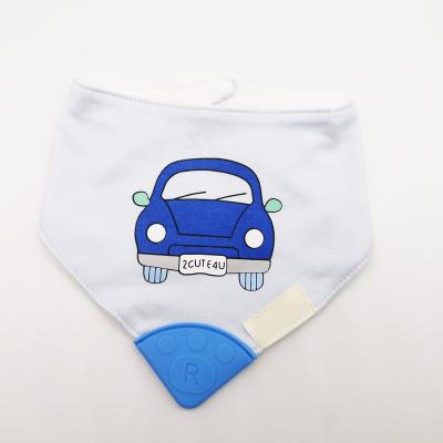 China Washable Baby Toddler Drool Teething Bib With Silicone Teether Baby Bandana BPA Free Bibs for sale